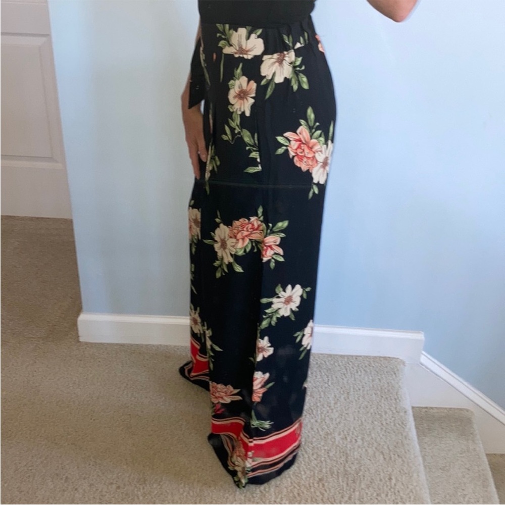 Black Floral Palazzo Pants - Picture 5 of 7